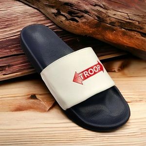 Men's Troop Arrow Slide White Navy Flip Flops